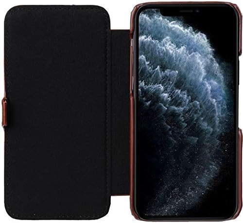 STILGUT Book Case kompatibel mit iPhone 12 Mini (5.4“) Hülle aus Leder mit Clip-Verschluss, Klapphül