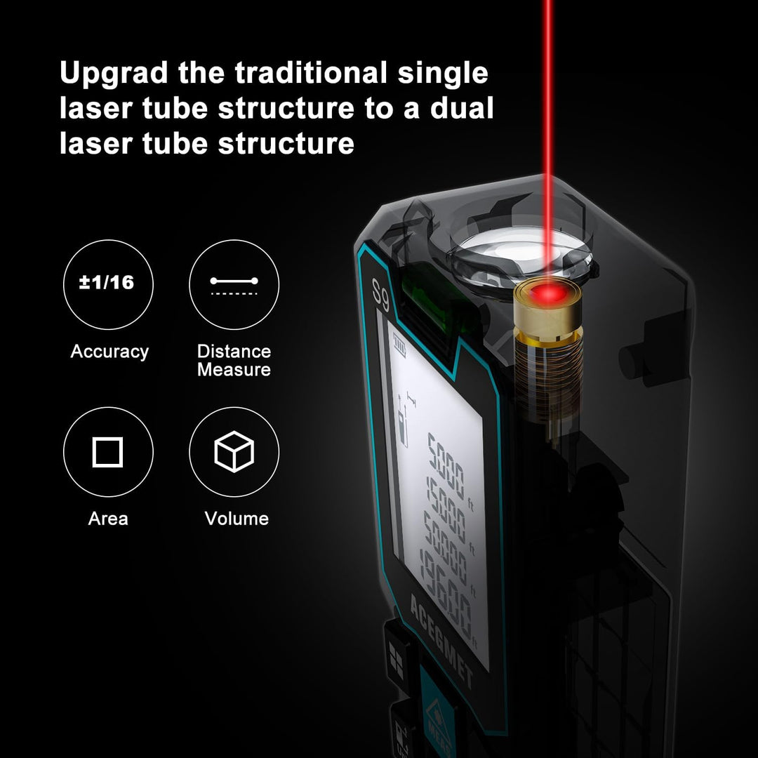 ACEGMET Laser-Entfernungsmesser Smartphone-App,Reichweite, 2 Wasserwaagen, Bluetooth,LCD-Display mit