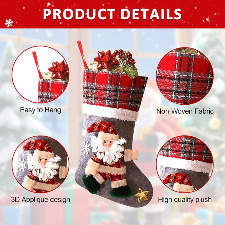 Nikolausstrumpf 3er Set, Personalisiert Grosser 3D Weihnachtsstrumpf, Nikolausstiefel zum Befüllen B