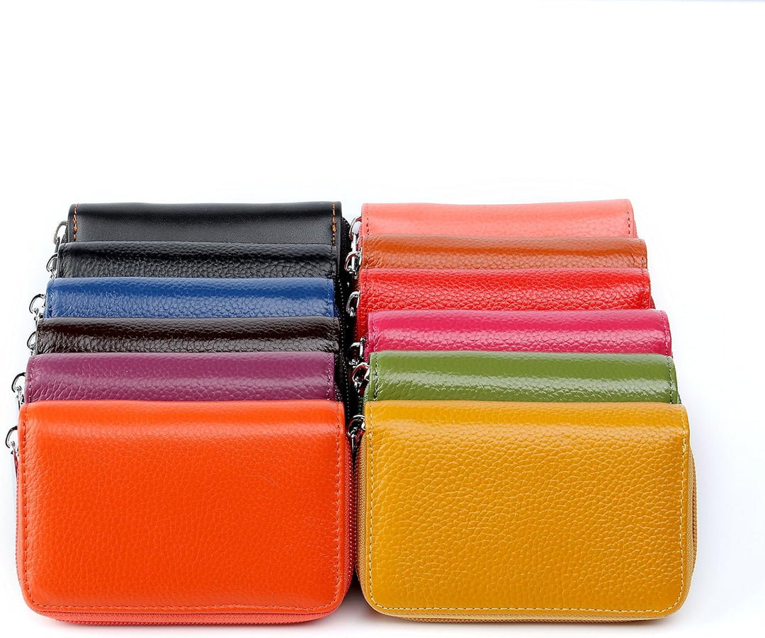 Kreditkartenetui Damen Herren Kartenetui Leder Orange, Orange