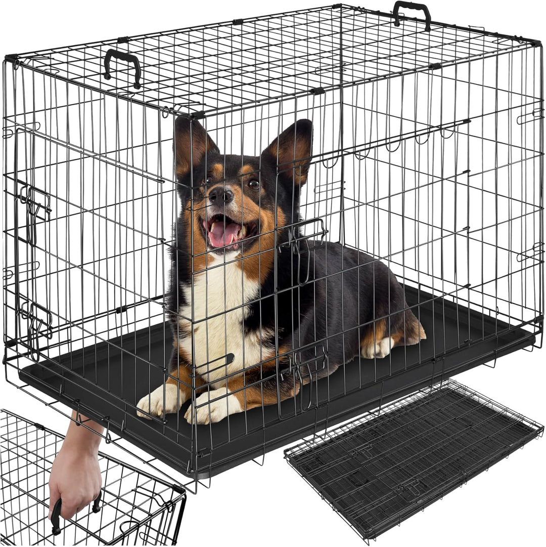 tectake® Hundekäfig, Hundegitter Box, Dog Kennel, Hundebox faltbar, Transportbox stabil, für Hunde u