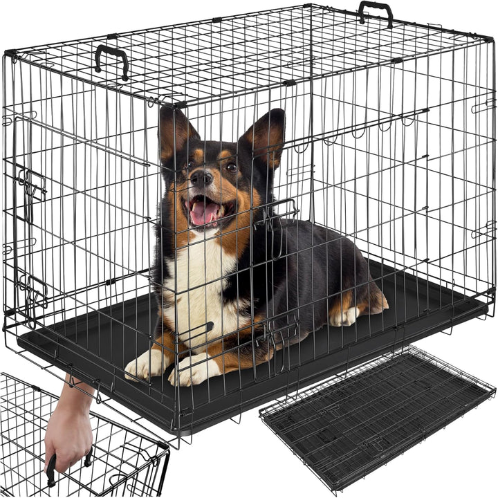tectake® Hundekäfig, Hundegitter Box, Dog Kennel, Hundebox faltbar, Transportbox stabil, für Hunde u