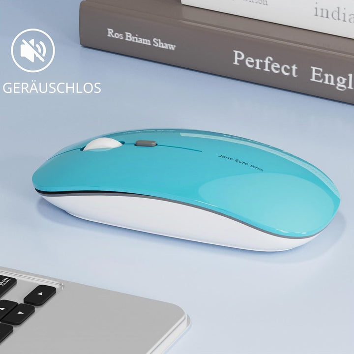 Uiosmuph Q5 Kabellos Maus, Wiederaufladbar Funkmaus 2.4G Leise Funkmaus Ultra Dünn Wireless Computer