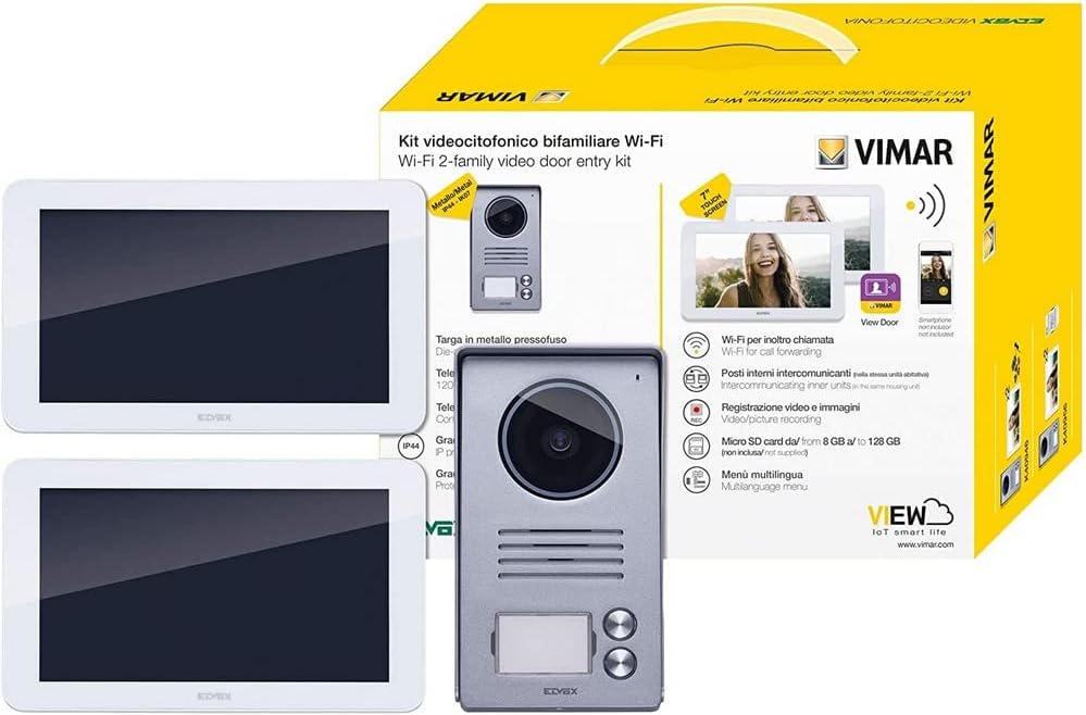 VIMAR K40946 Videosprechenalagen-Set enthält Freisprech-Touchscreen-Videohaustelefon LCD7in und WLAN