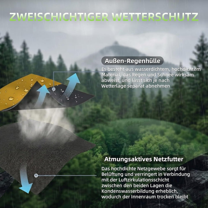 Hewolf Camping Zelt - Zelt 2/3/4 Personen Wasserdicht mit Vorzelt Familienzelt Einfache Einrichtung