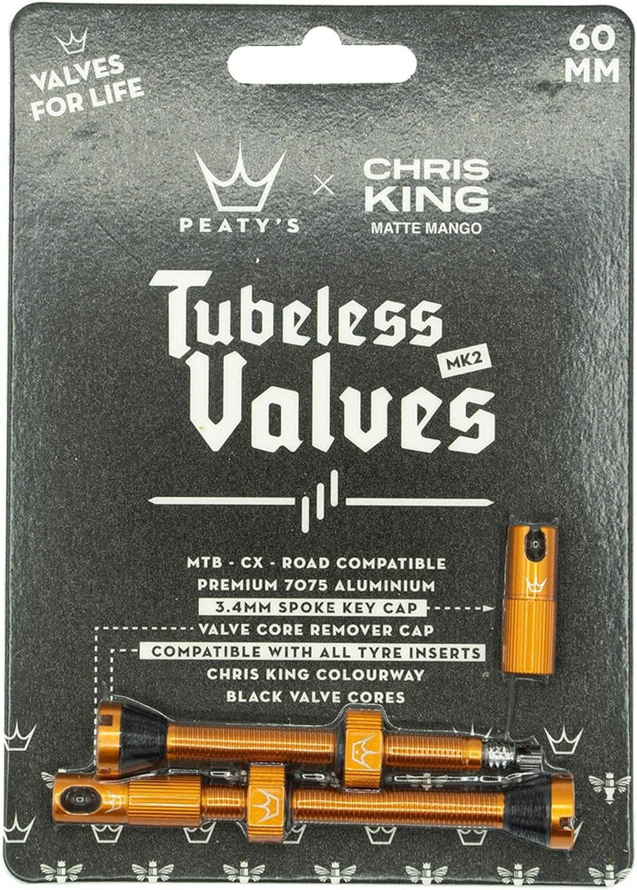 Peaty's XChris King (MK2) schlauchlose Ventile - Fahrradreifenventile 60 mm Mango, 60 mm Mango