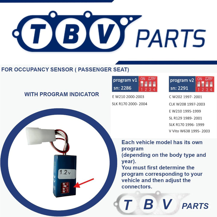 TBVPARTS Emulator Sensor Belegung Sitzmatte SRS Copilot-Simulator Bypass-Simulator für W202 1997-200