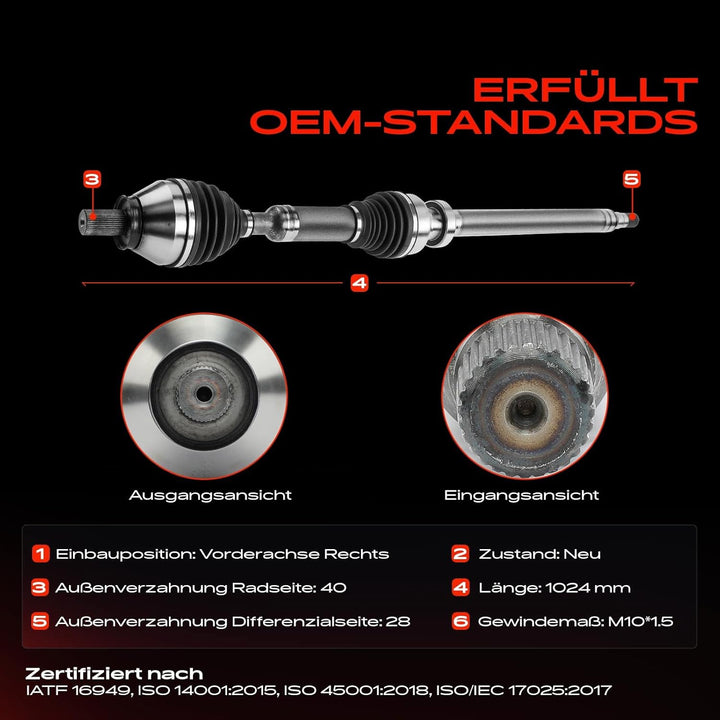 Frankberg Antriebswelle Automatikgetriebe Vorne Rechts Kompatibel mit XC60 156 2.0L 2.4L 2010-2015 X