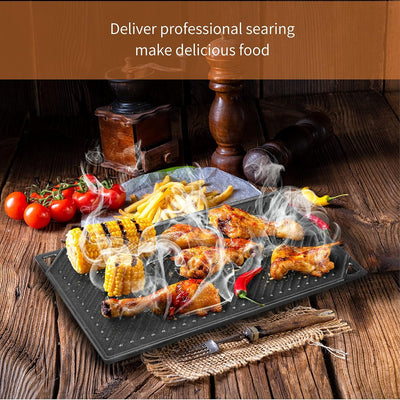 GFTIME Gusseisen Grillplatten 41,8 X24cm für Ofen, Herd & Grill, Holzkhlegrill Gusseiserne Wende-Gri
