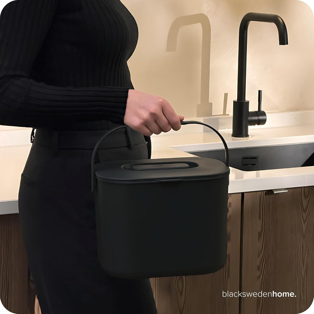 Black Sweden Home Biomülleimer Küche - 7L - Design Komposteimer mit Sieb - Bio-Mülleimer Geruchsdich