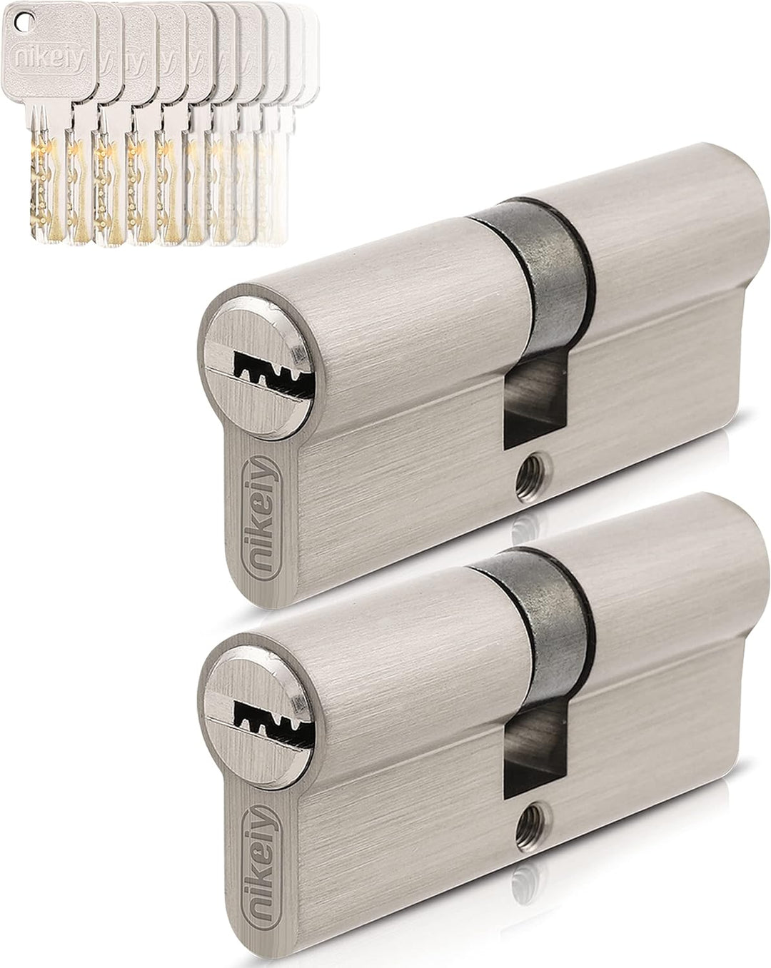 GERCAR Pro 2x Schliesszylinder 30/30 gleichschliessend Set 2 Profilzylinder inkl. 10 Schlüssel - 60