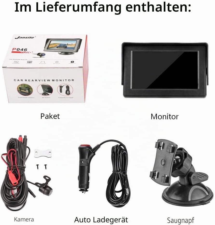 Jansite Rückfahrkamera mit Monitor 4.3&