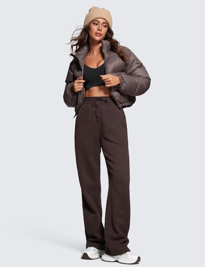 CRZ YOGA Damen Jogginghose Gefütterte Baumwolle Hohe Taille Joggers Soft Freizeithose Winter Lounge