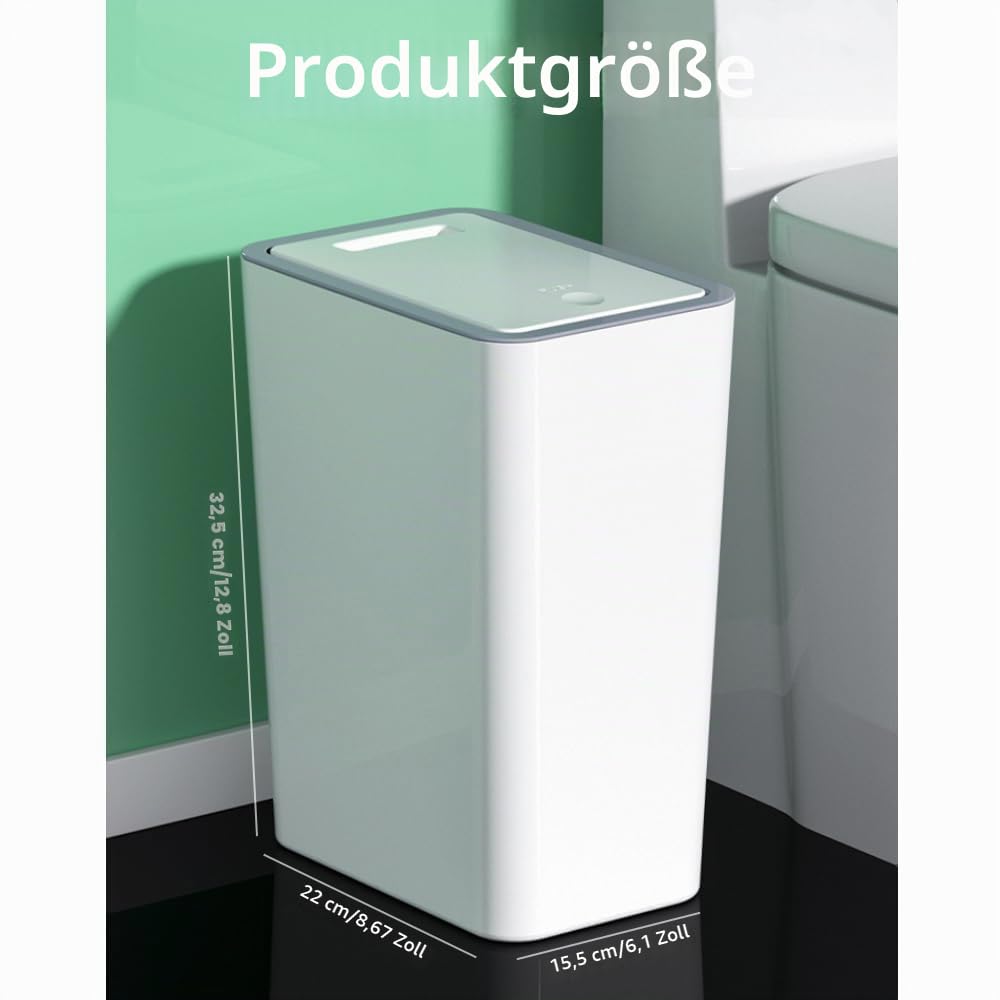 9L Mülleimer Bad,Schmaler Mülleimer Mit Deckel Mülleimer Geruchsdicht Pop-Up Deckel PP Material für