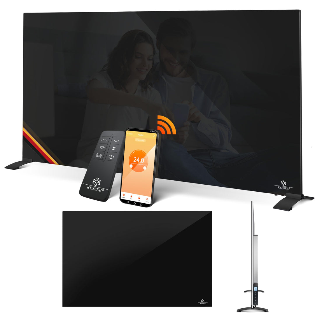 KESSER® Infrarotheizung 500W Glaskonvektor Glasheizung Energiesparend 2in1 Standgerät & Wandmontage
