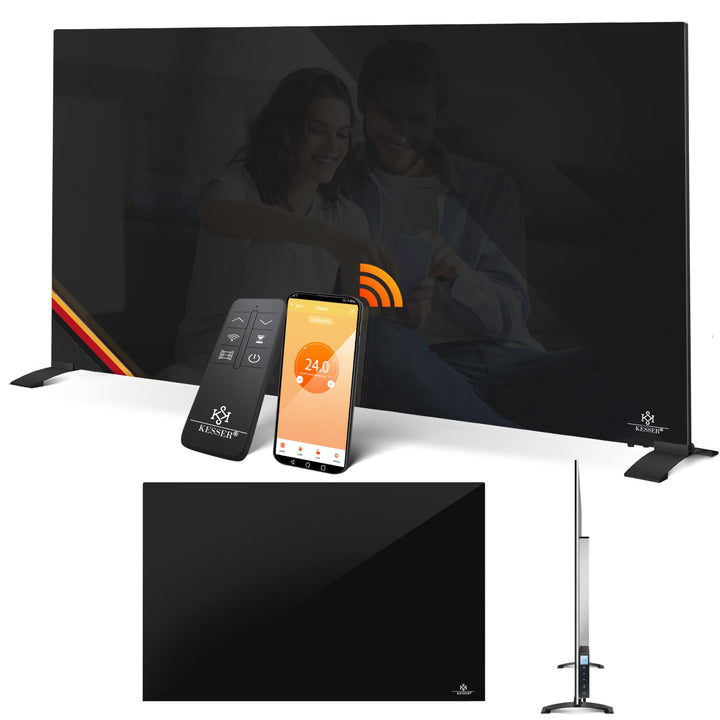 KESSER® Infrarotheizung 500W Glaskonvektor Glasheizung Energiesparend 2in1 Standgerät & Wandmontage