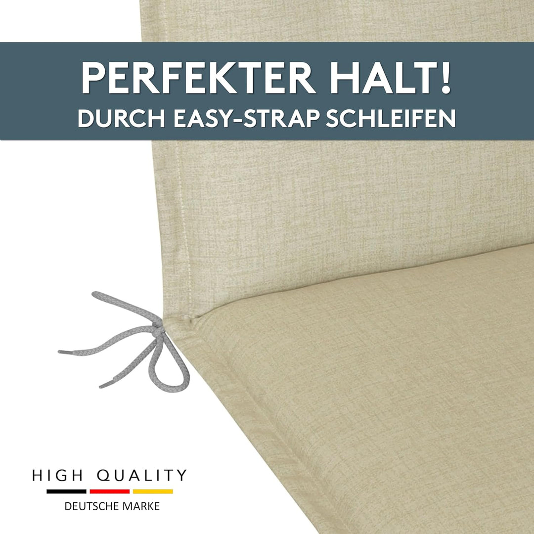 LILENO HOME Gartenstuhl Auflagen als [2er Set - Niedriglehner] in Beige - Bequeme Liegen als Sitzauf
