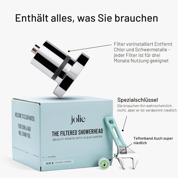 The Joie gefilterter Duschkopf, klinisch getestet, Hochdruck-Duschfilter für gesünderes Haar und Hau