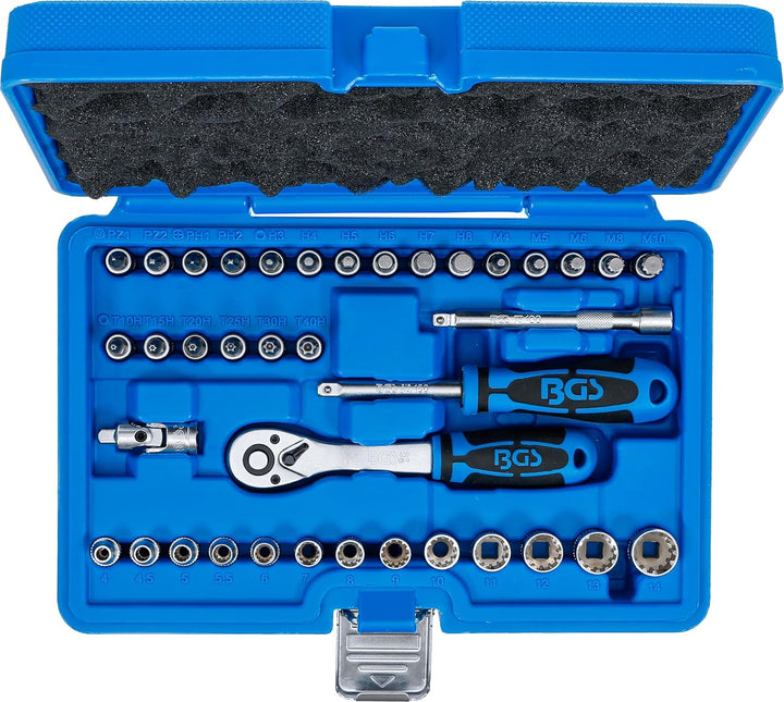 2151 Gearlock Steckschlüsselsatz, 6,3 (1/4), 39-tlg. 1/4"inch Silber/Blau/Schwarz, 1/4"inch Silber/B