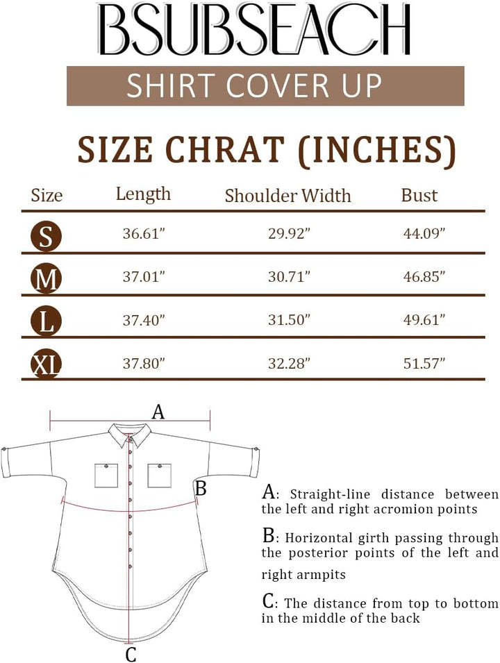 Bsubseach Badeanzug Coverup für Frauen Badeanzug Cover Up Button Down Shirt Kleider Swiss Dot Hell B