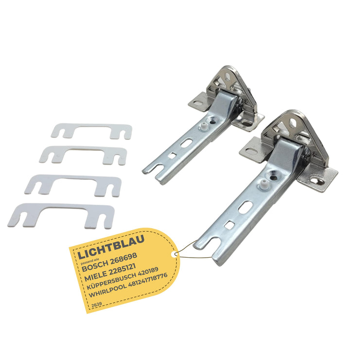 Lichtblau 2x Türscharnier für Kühlschrank Front Montage I passend für Bosch und Siemens 00268698, Mi