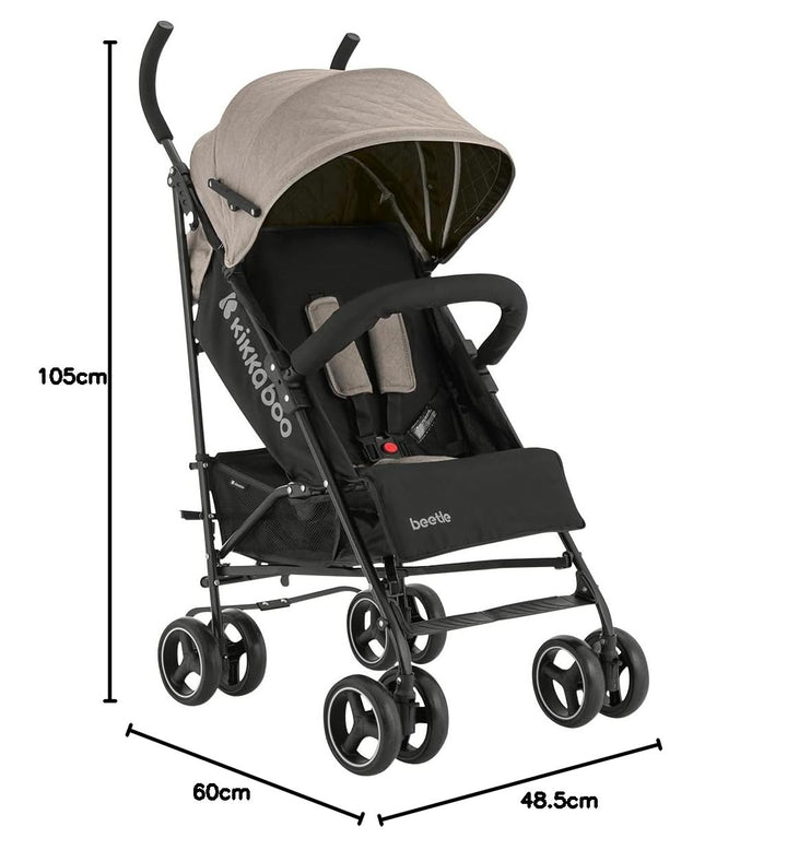 KikkaBoo BEETLE Kinderwagen, Babysportwagen bis zu 22 kg, Zusammenklappbar, Leicht, Kompakt, Beige,