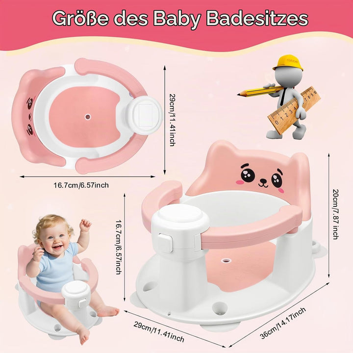 Badewannensitz Baby ab 6 Monate, Baby Badesitz mit 4 Saugnäpfen,Bath Seat für Dusche Oder Badewanne,