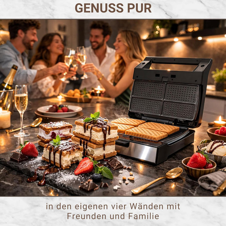 Syntrox Germany Ice Cream Sandwich Maker MM-1400W mit herausnehmbaren Backplatten