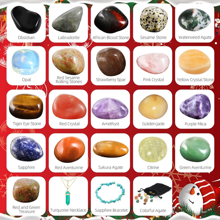Aitsite Adventskalender 2025 Kinder, 24 Tage Adventskalender Cystals, AdventskalenderEdelsteine Erwa