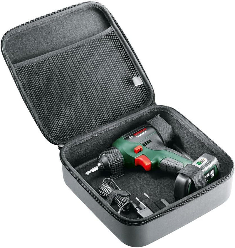 Bosch Akkuschrauber EasyDrill 12 (integrierter Akku, 12 Volt, in Tasche) + Bosch 34tlg. X-Line Class