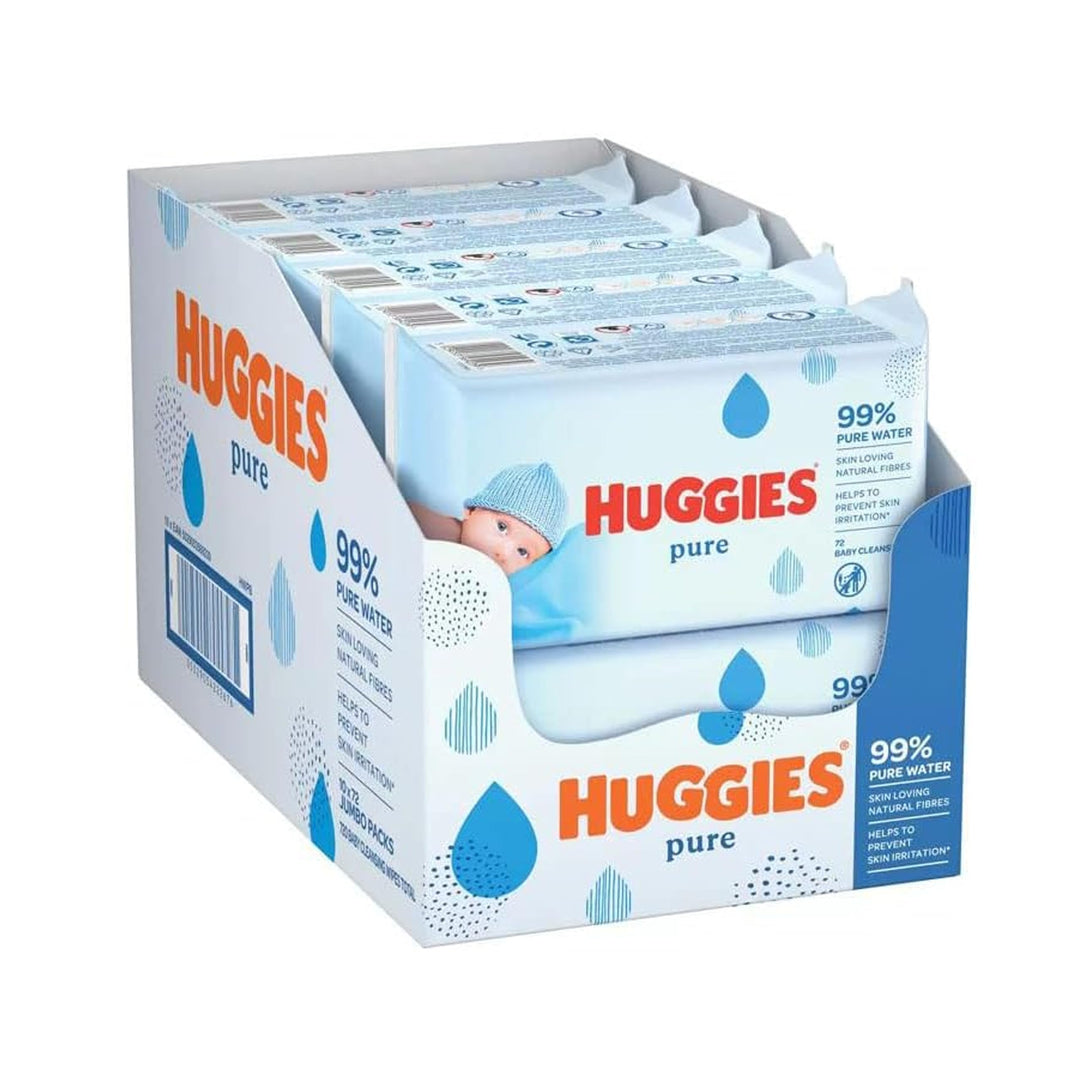 Huggies Pure Baby Feuchttücher - 10er Pack (10 x 72 Packungen, insgesamt 720 Tücher)