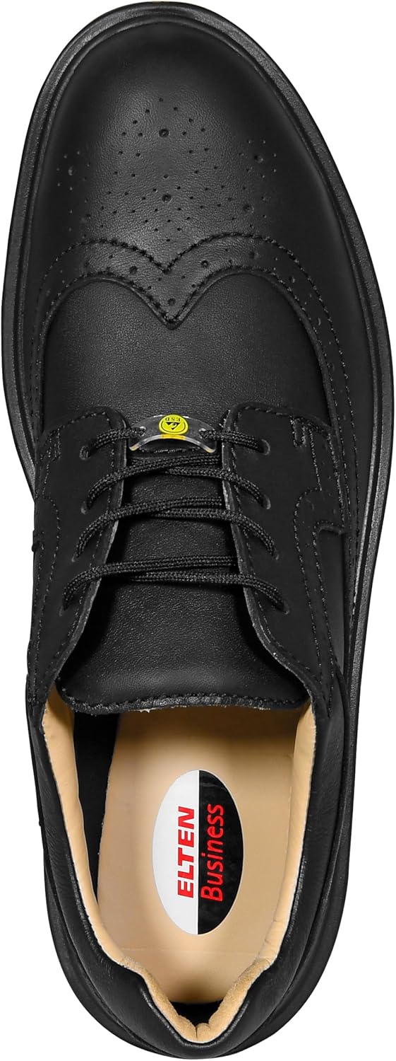 ELTEN Sicherheitsschuhe OFFICER ESD S2, Herren, Leder, Stahlkappe, leicht, elegant, Schwarz, Grösse: