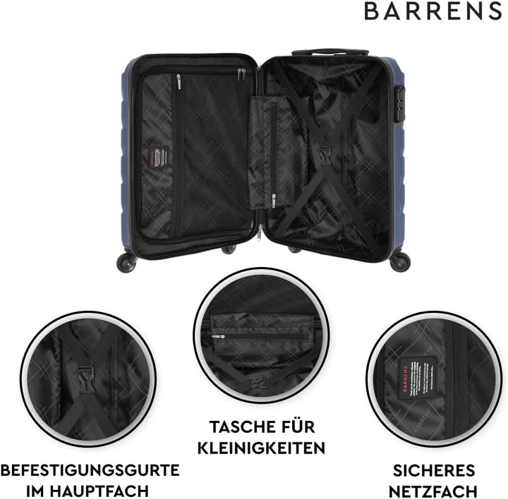 BARRENS Kabinenkoffer | Kabinengepäck | 55x39x20cm | 34 L | ABS | Chiffrierschloss Reisekoffer | Han