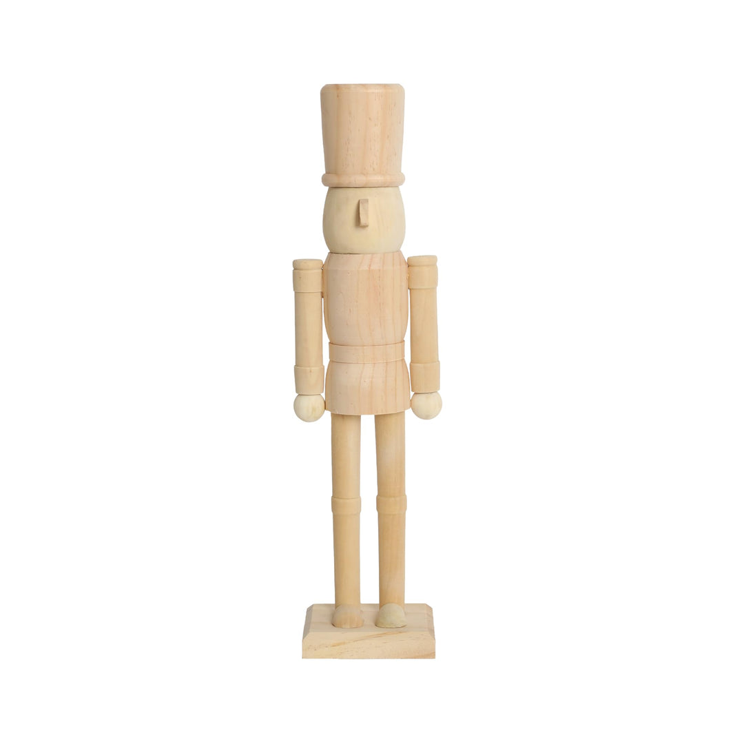 PE Nussknacker Holzfigur Unbemalt 38 cm - Grosses DIY Bastelset zum Bemalen, Holzrohling Soldat Figu