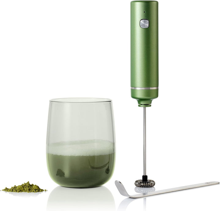 AdHoc Chado Set 3-tlg. – Matcha-Geniesser-Set mit elektrischem Milchaufschäumer, mundgeblasenem Glas