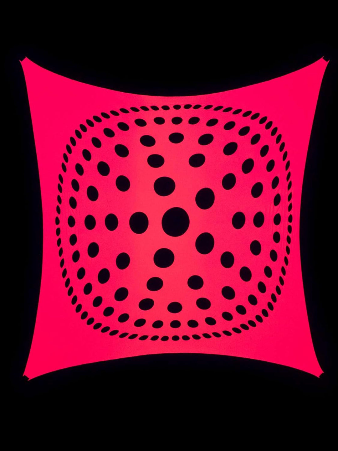 PSYWORK Schwarzlicht Segel Spandex | Mandala Dots | Pink | 3 x 3m | UV-aktiv | Leuchtend | Wandtuch