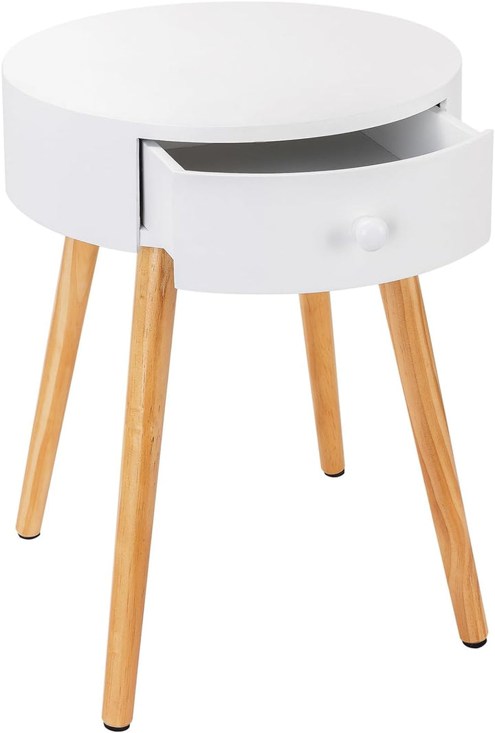 WOLTU Beistelltisch TS51ws-1 Nachttisch Nachtkommode Nachtschrank Sofatisch, mit Schublade, mit Bein