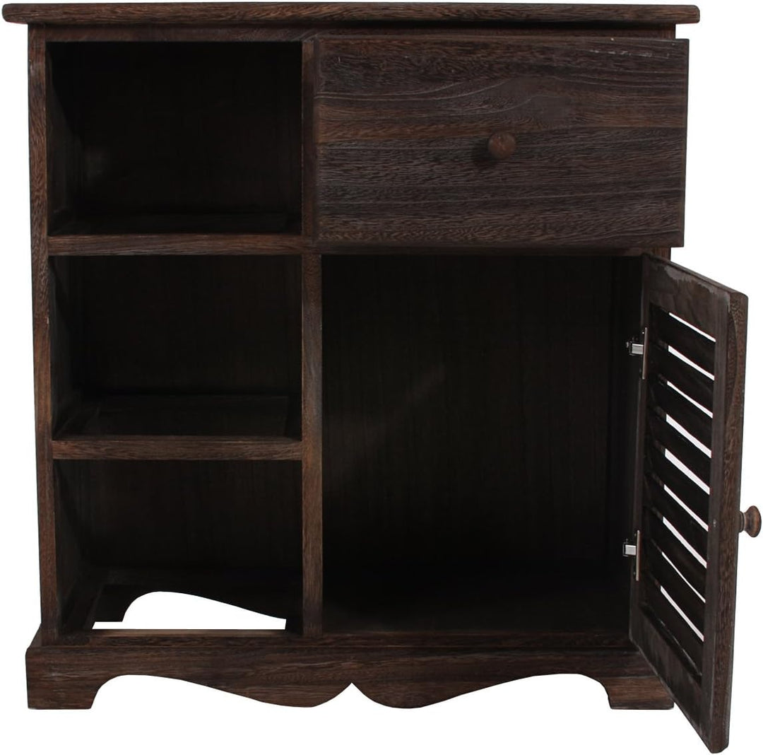 Mendler Kommode Schrank mit 3 Körben 63x60x30cm, Shabby-Look, Vintage - braun