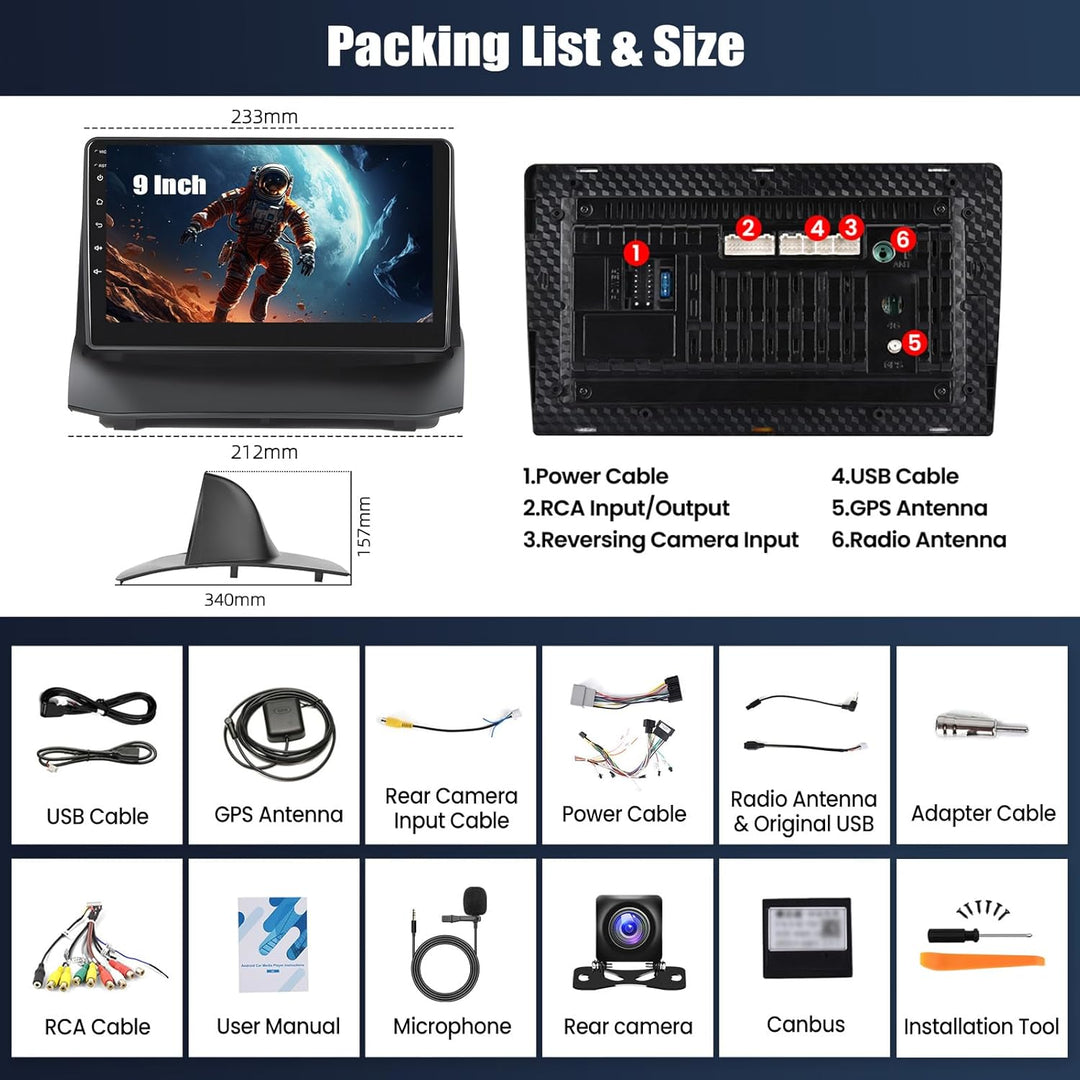 CAMECHO 2+64G Android 13 Autoradio 9 Zoll für Ford Fiesta 2009-2014 mit GPS WiFi FM RDS, Wireless Ca