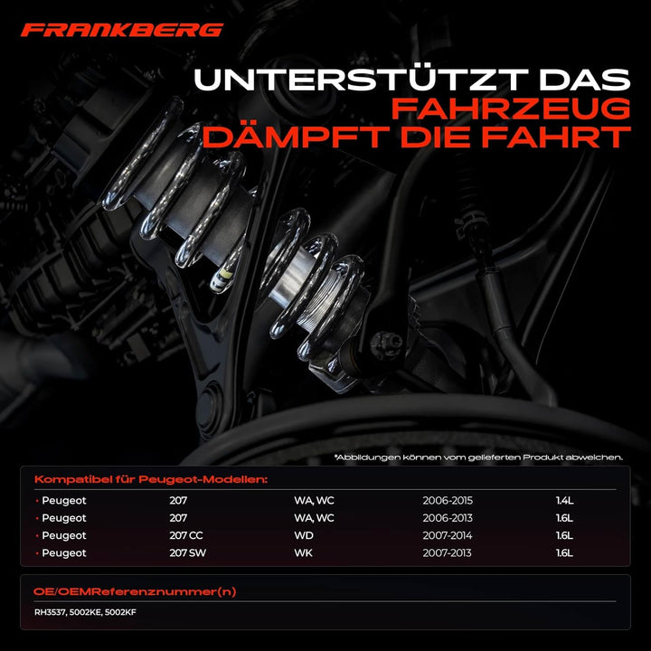 Frankberg 2x Federn Fahrwerksfeder Vorderachse Kompatibel mit 207 WA WC 2006-2015 207 CC WD 207 SW W