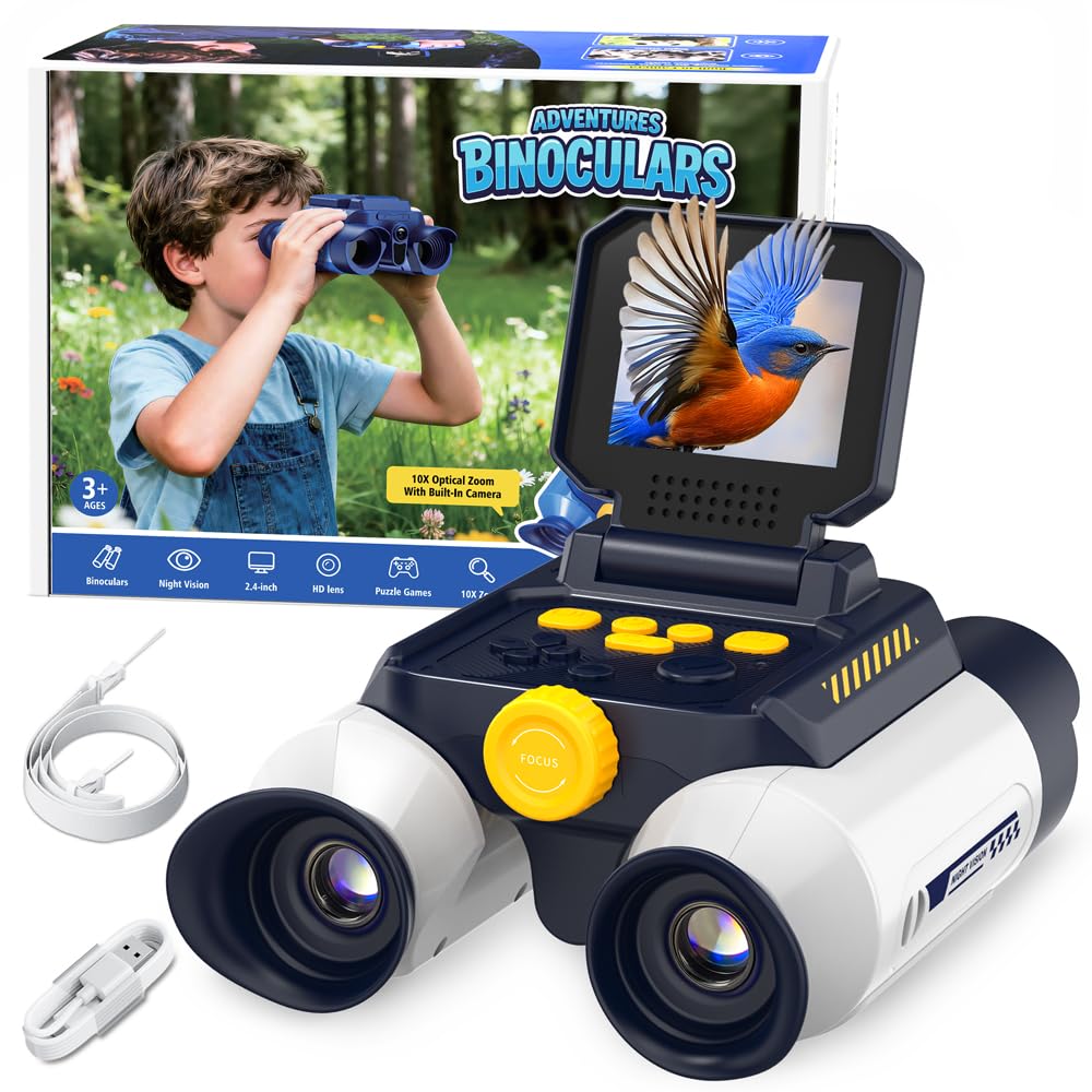 Kinder Fernglas mit Kamera,2,4-Zoll-Bildschirm,10x25 Fernglas für Kinder,Nachtsichtfunktion,geeignet