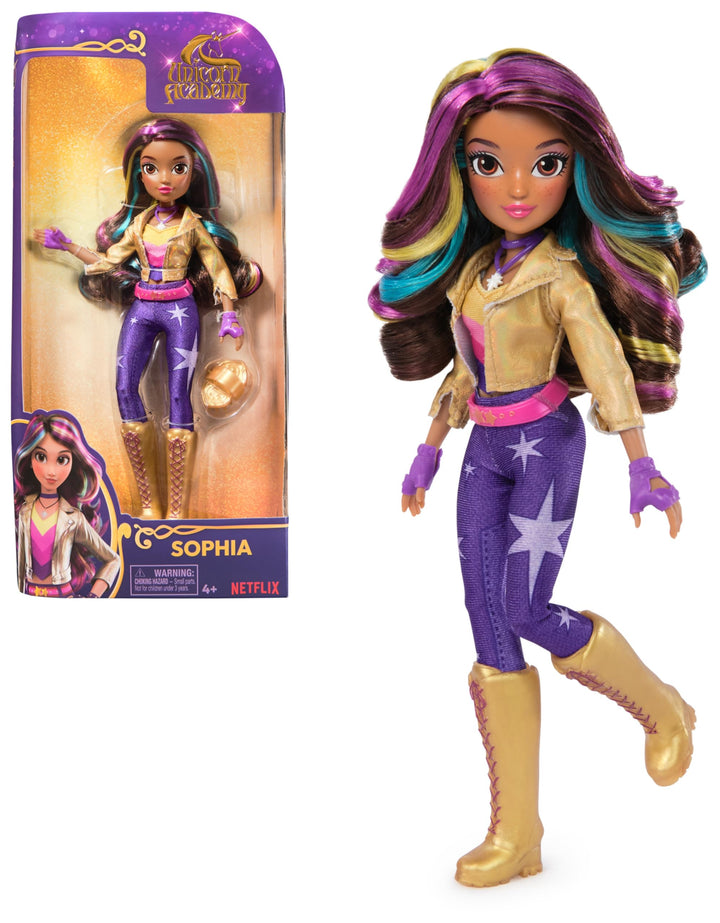 Unicorn Academy Ankleidepuppe Sophia - die Originalpuppe zur beliebten Netflix-Serie, 24 cm gross un