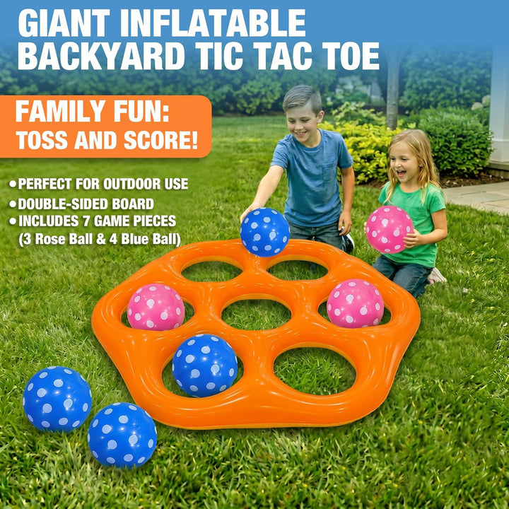 Aufblasbares Tic Tac Toe Pool Spiel, Grosses Schwimmendes Wurfspiel mit 6 Spielfiguren, Wasser Spiel