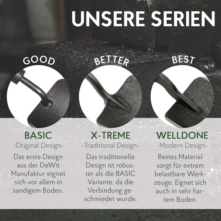DeWit Blumengabel 'Welldone' 30 cm I Profi Grabegabel aus Borstahl mit FSC®-zertifiziertem Handgriff