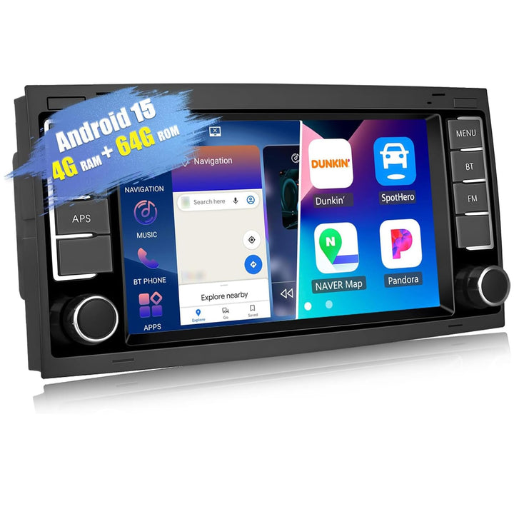 CAMECHO 4G+64G Android 15 Autoradio für VW Touareg Transporter T5 Multivan 2004-2011 mit Navi Carpla