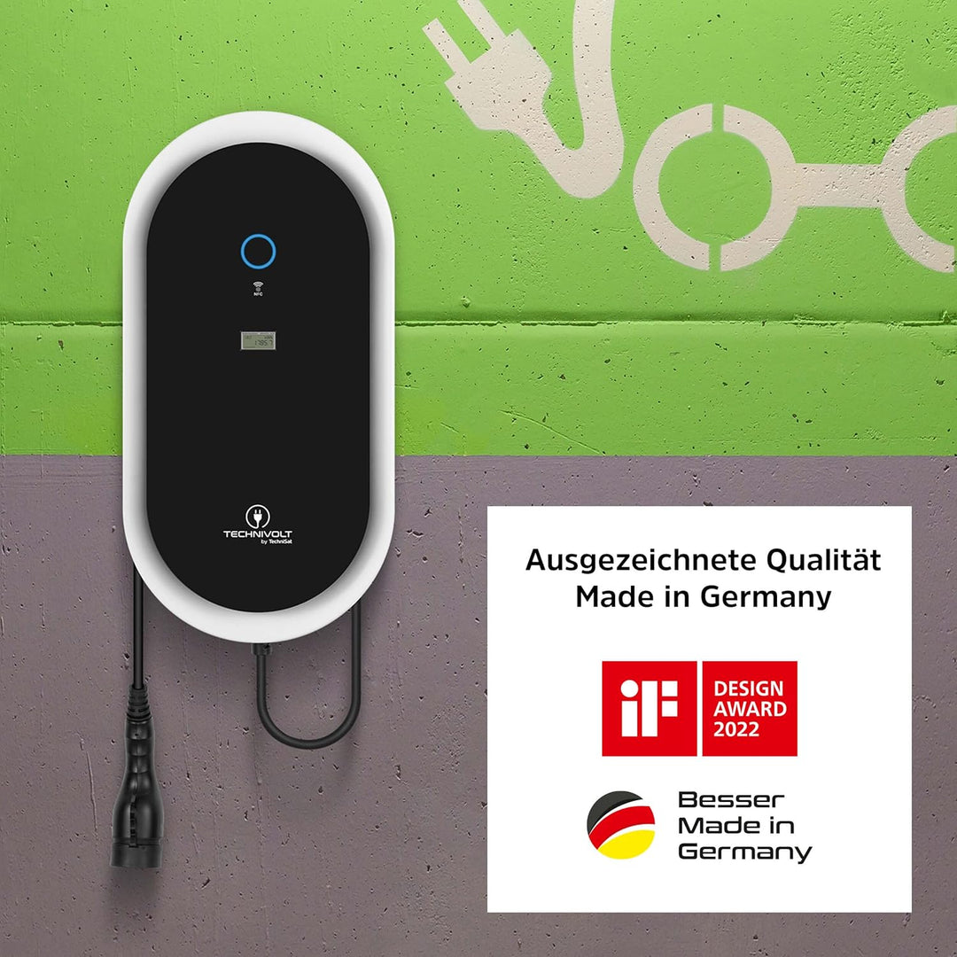 TechniSat TECHNIVOLT 1100 Smart-11kW Ladestation/Wallbox für E-Autos mit integrierter Ladesteckdose