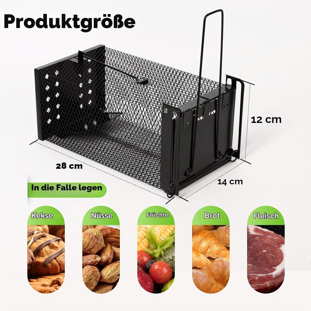 Lebendfalle Mausefalle, XXL Premium Rattenfalle Hochsensitive Mäuse-Futterfalle, Tierfreundlich &amp; Wi