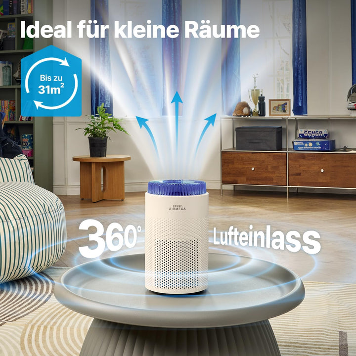 COWAY Luftreiniger Allergiker für Schlafzimmer & kleine Räume, leiser Luftreiniger mit 18,4dB, CADR