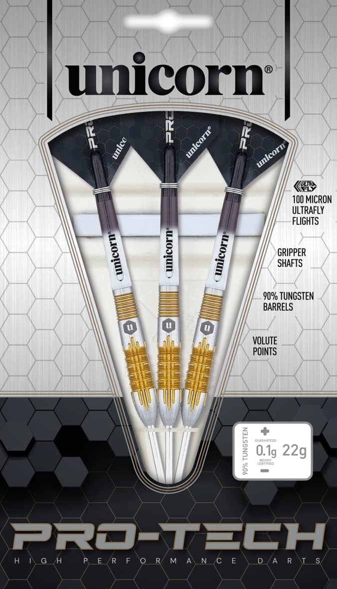 ‎Unicorn Protech Dartpfeile mit Stahlspitze 20 g silber / gold, 20 g silber / gold