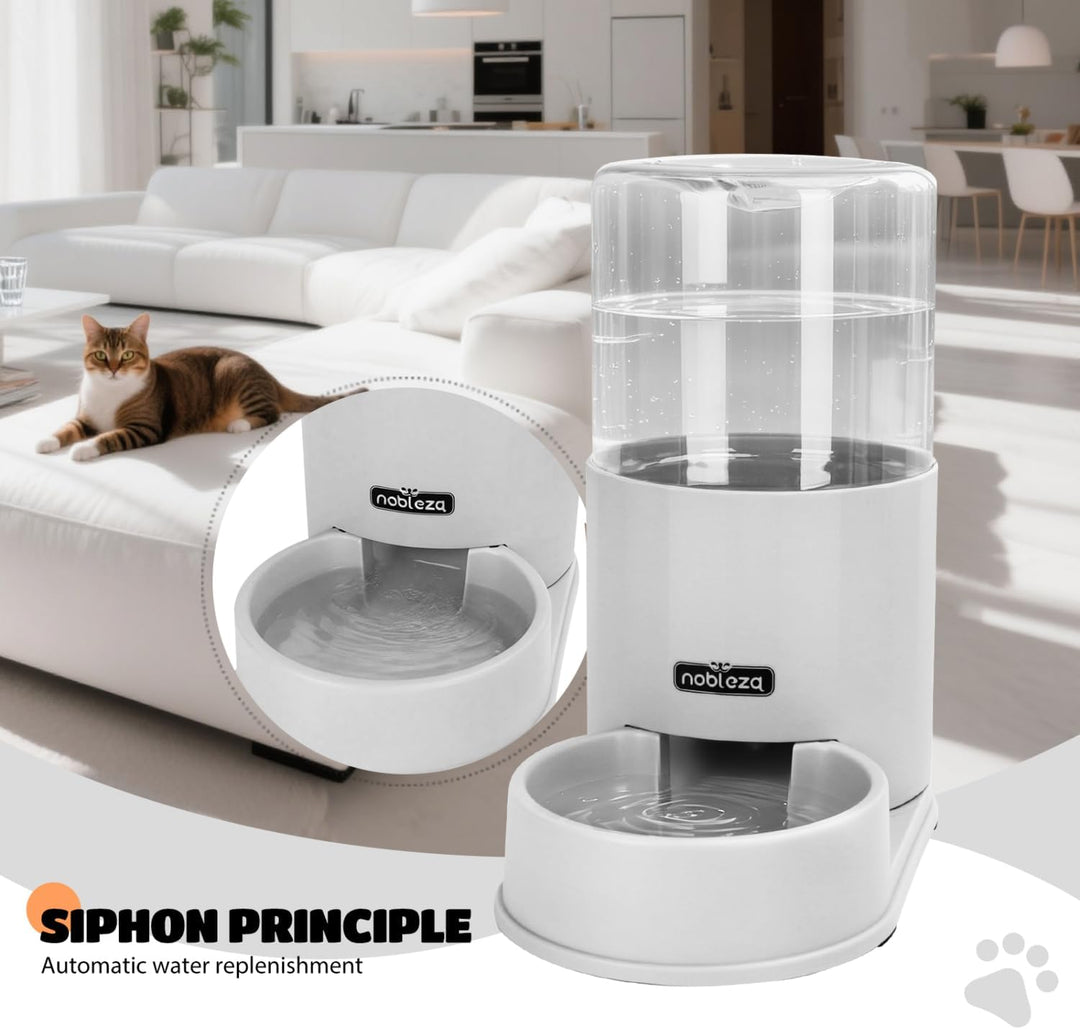 Nobleza Wasserspender Futterspender für Katze und Hund, 3.8L Automatischer Trockenfutterspender Wass